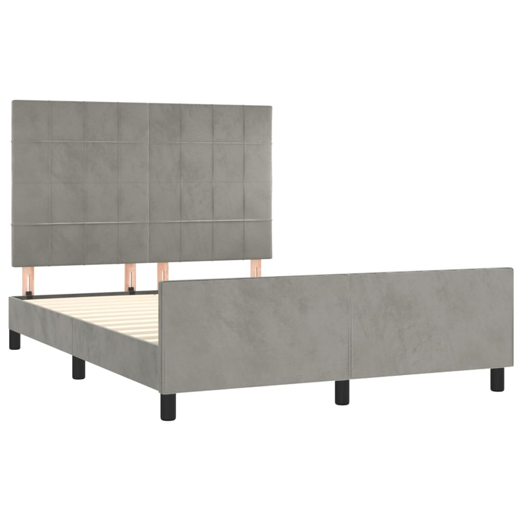 Cadre de lit sans matelas gris clair 140x190 cm velours