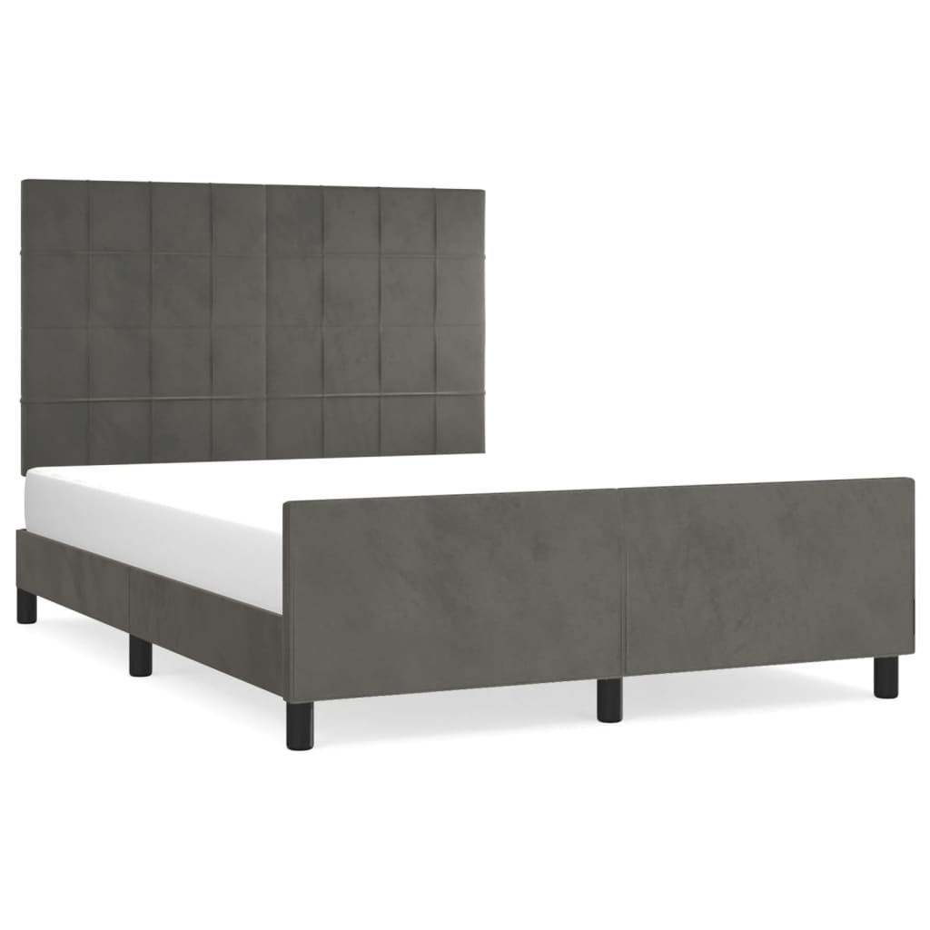 Cadre de lit sans matelas gris foncé 140x190 cm velours