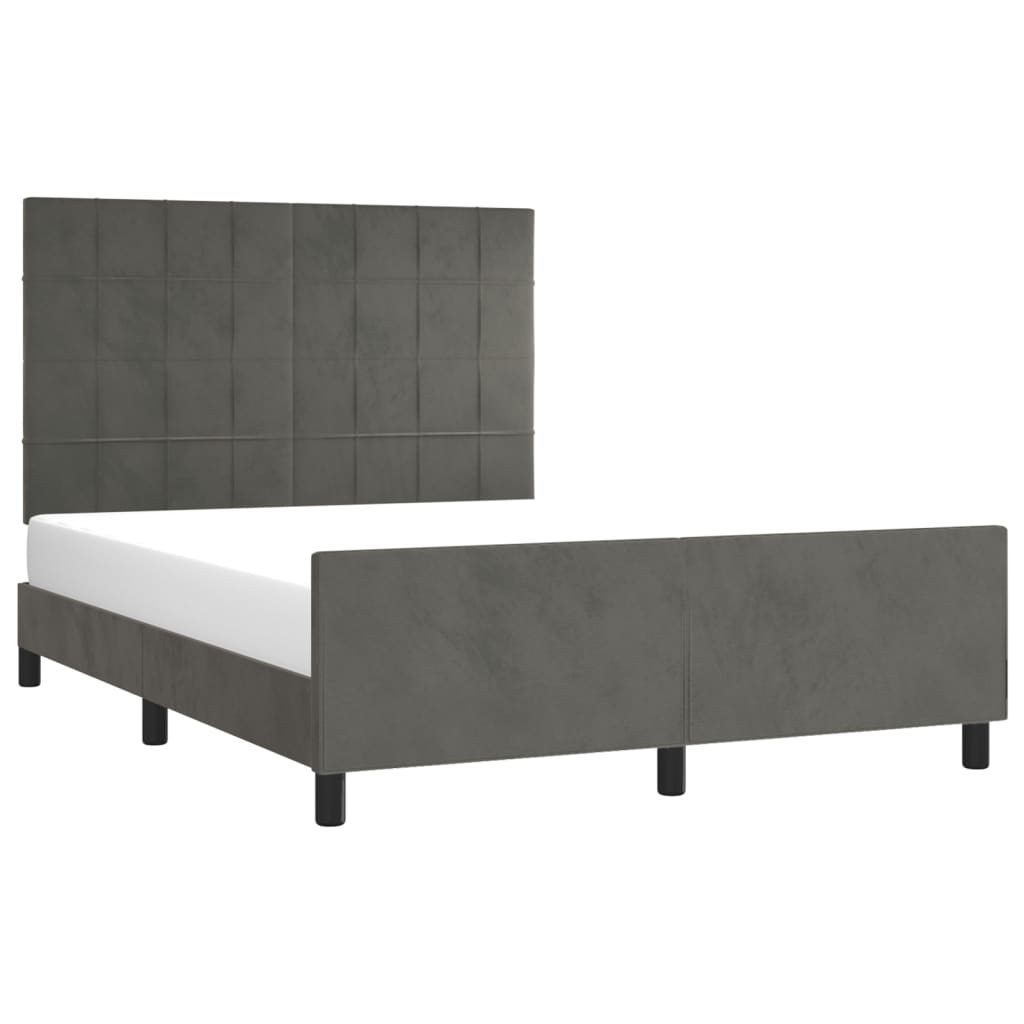 Cadre de lit sans matelas gris foncé 140x190 cm velours