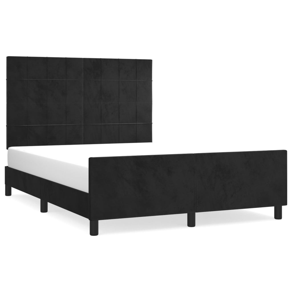 Cadre de lit sans matelas noir 140x190 cm velours