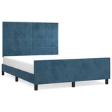 Cadre de lit sans matelas bleu foncé 140x190 cm velours