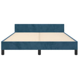 Cadre de lit sans matelas bleu foncé 140x190 cm velours