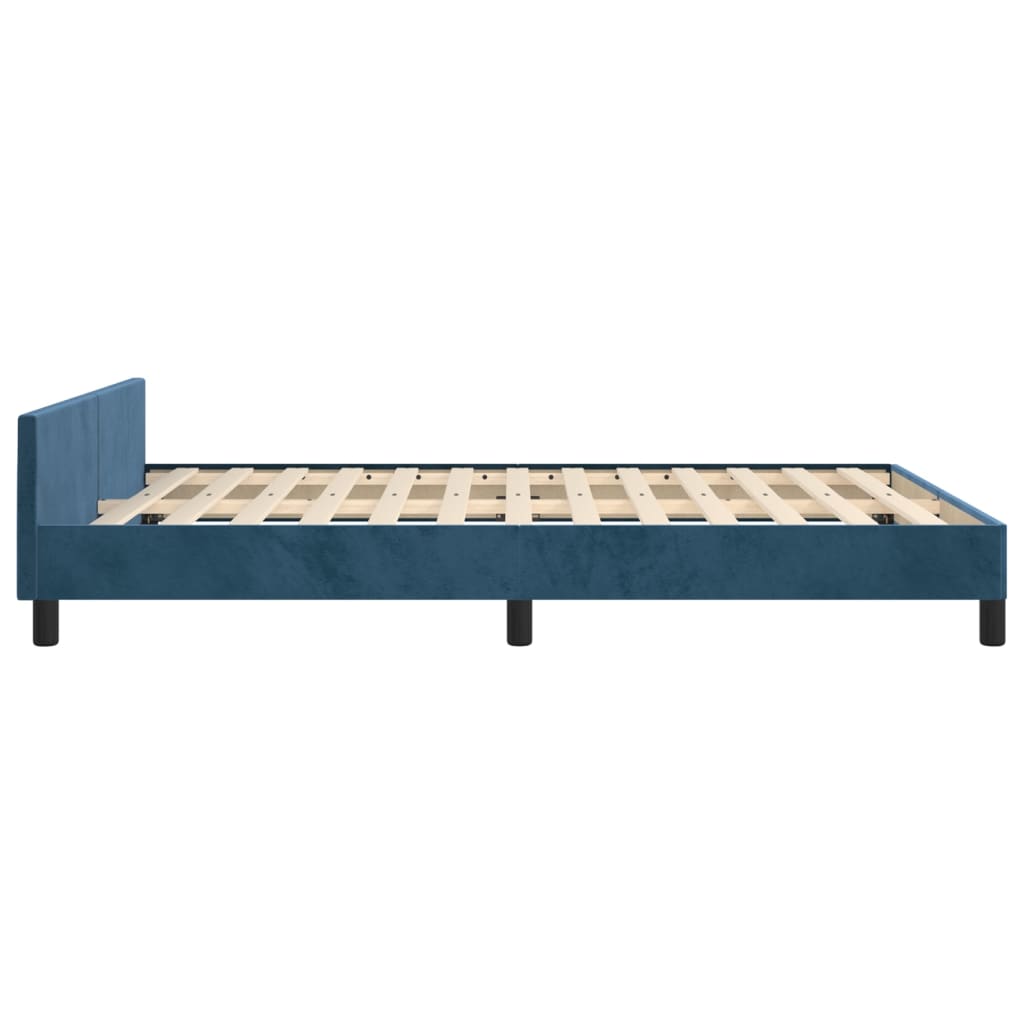 Cadre de lit sans matelas bleu foncé 140x190 cm velours