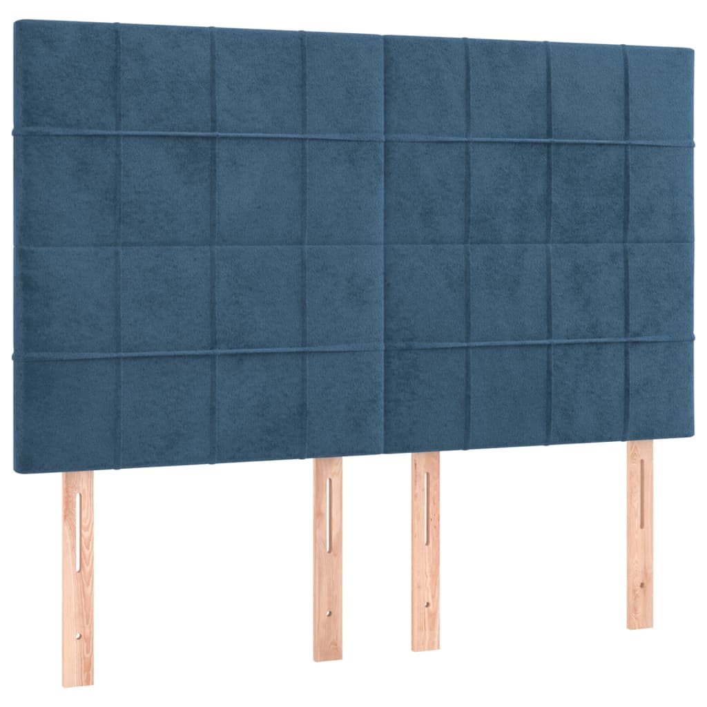 Cadre de lit sans matelas bleu foncé 140x190 cm velours