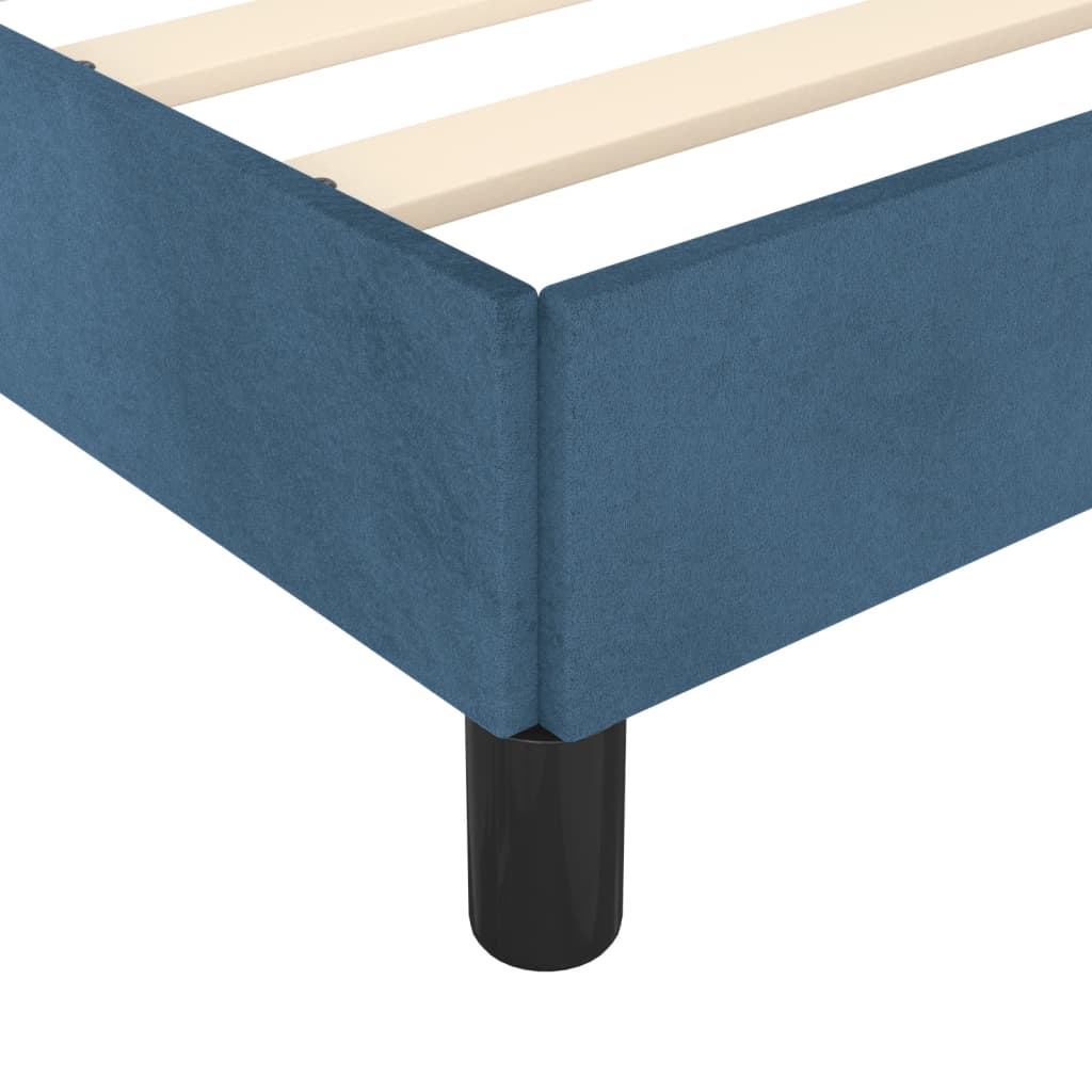 Cadre de lit sans matelas bleu foncé 140x190 cm velours