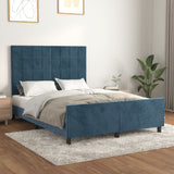 Cadre de lit sans matelas bleu foncé 140x190 cm velours