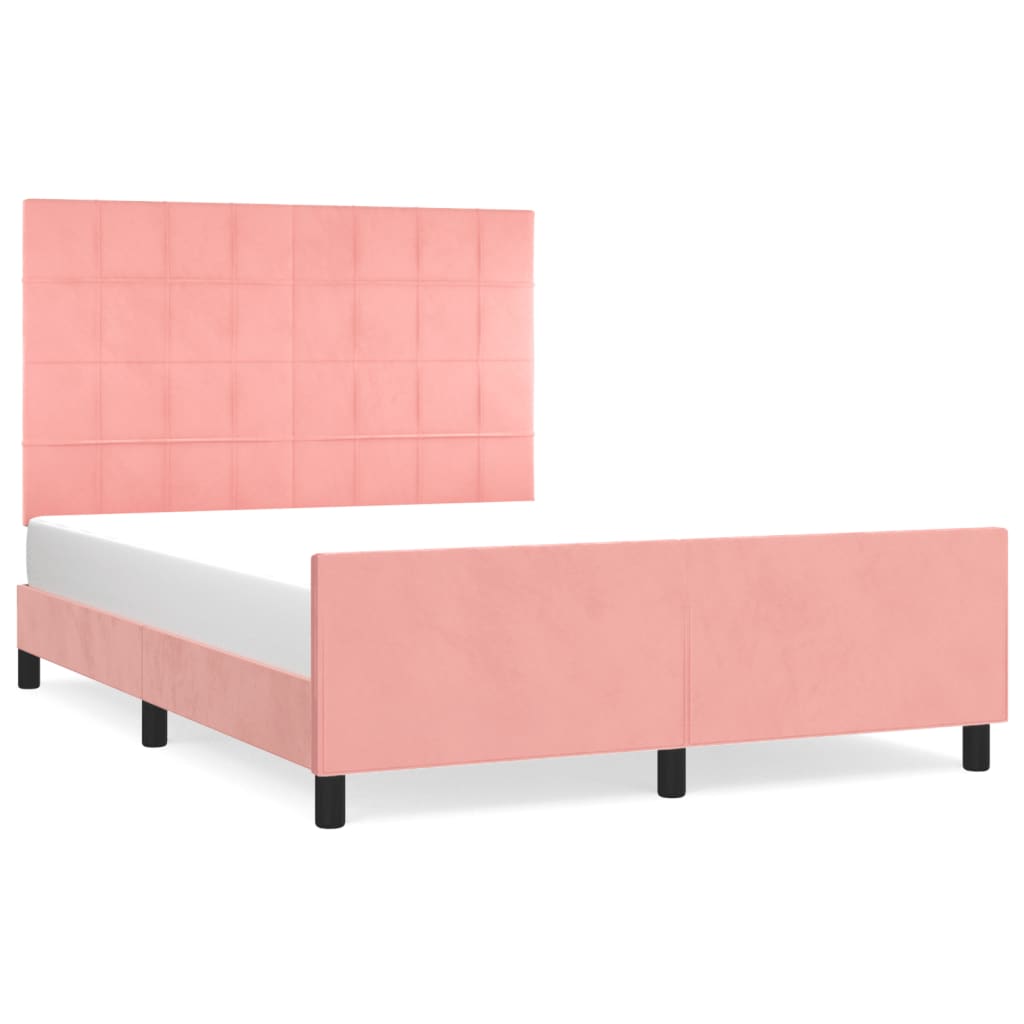 Cadre de lit sans matelas rose 140x190 cm velours