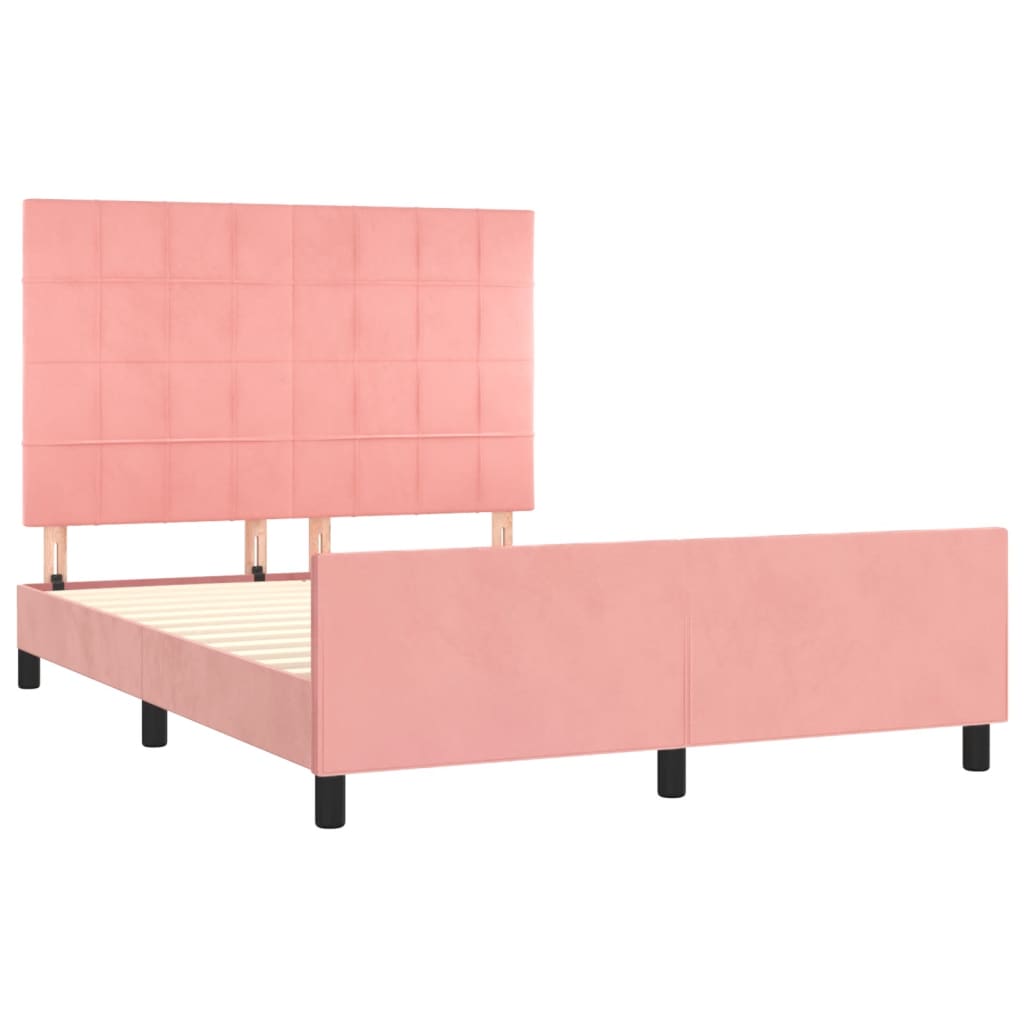 Cadre de lit sans matelas rose 140x190 cm velours