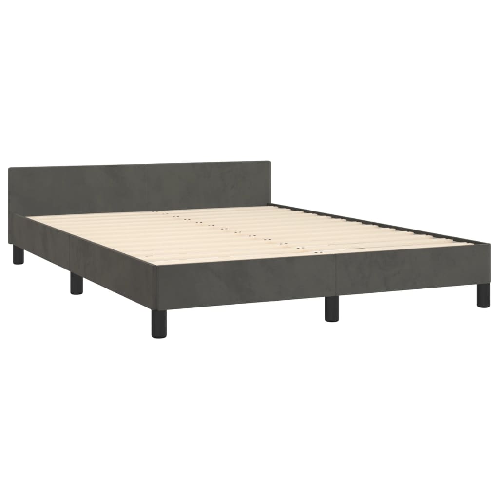 Cadre de lit sans matelas gris foncé 140x200 cm velours