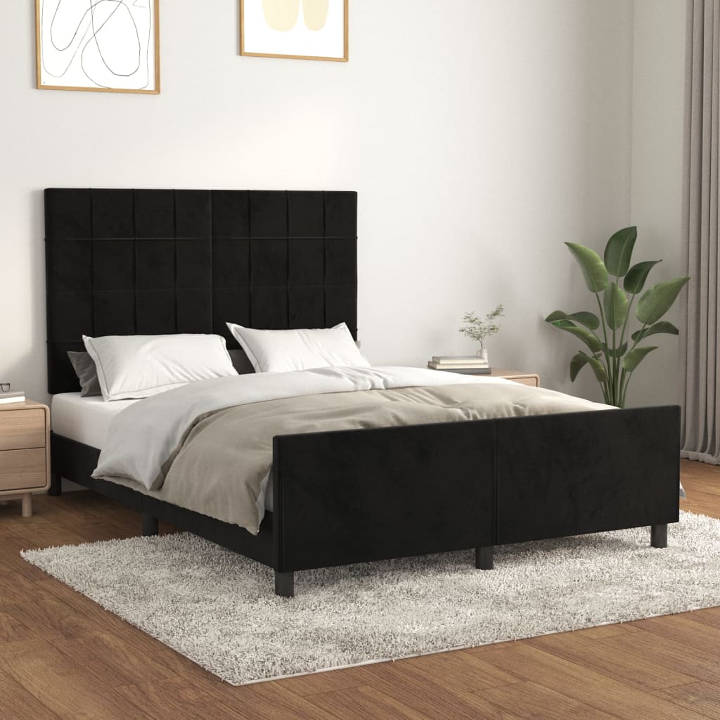 Cadre de lit sans matelas noir 140x200 cm velours