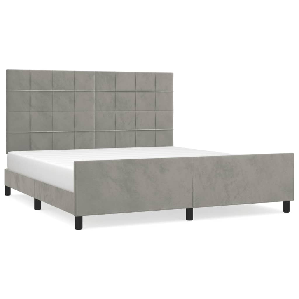 Cadre de lit sans matelas gris clair 160x200 cm velours