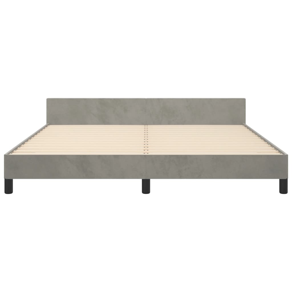 Cadre de lit sans matelas gris clair 160x200 cm velours