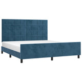 Cadre de lit sans matelas bleu foncé 160x200 cm velours