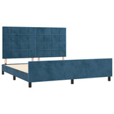 Cadre de lit sans matelas bleu foncé 160x200 cm velours