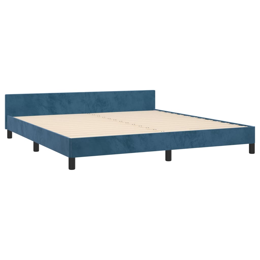 Cadre de lit sans matelas bleu foncé 160x200 cm velours