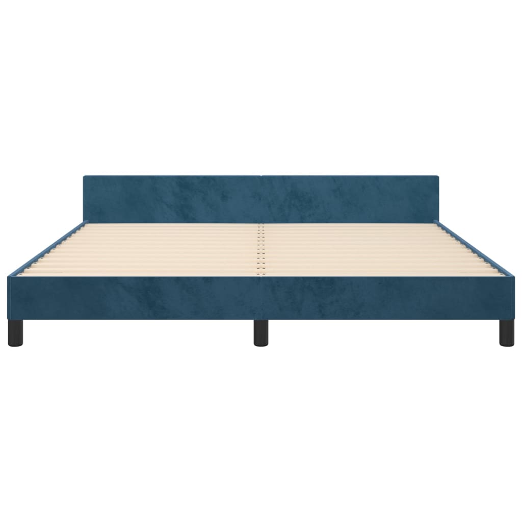 Cadre de lit sans matelas bleu foncé 160x200 cm velours