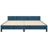 Cadre de lit sans matelas bleu foncé 160x200 cm velours