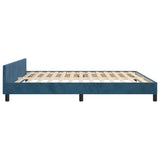 Cadre de lit sans matelas bleu foncé 160x200 cm velours