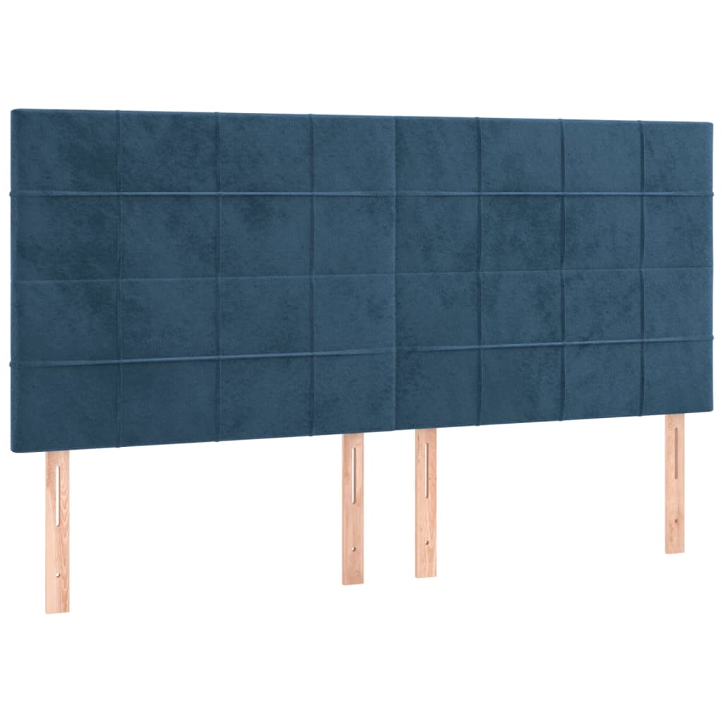 Cadre de lit sans matelas bleu foncé 160x200 cm velours