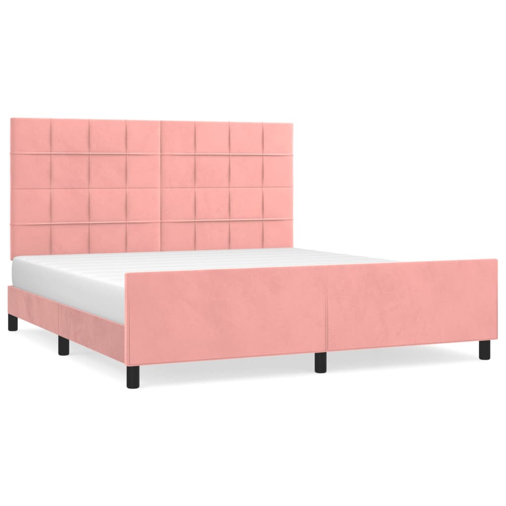 Cadre de lit sans matelas rose 160x200 cm velours