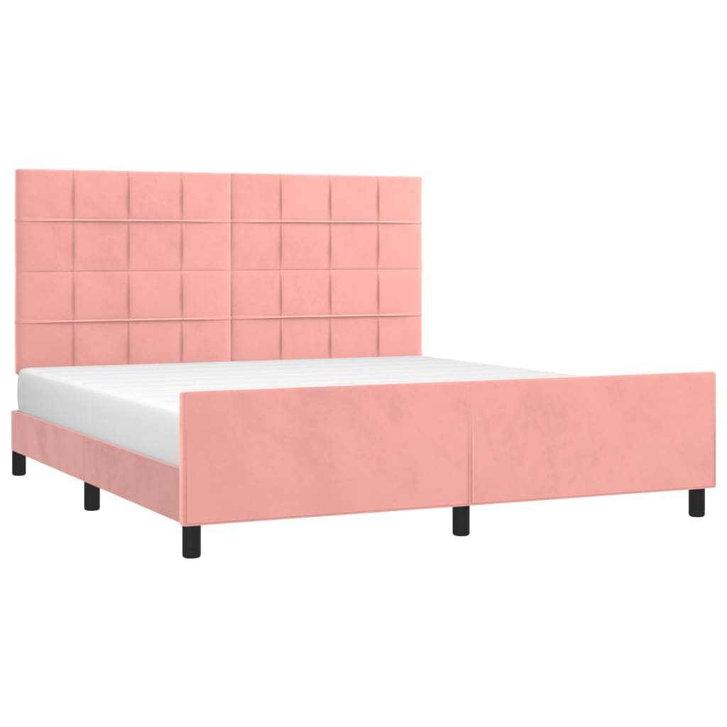 Cadre de lit sans matelas rose 160x200 cm velours