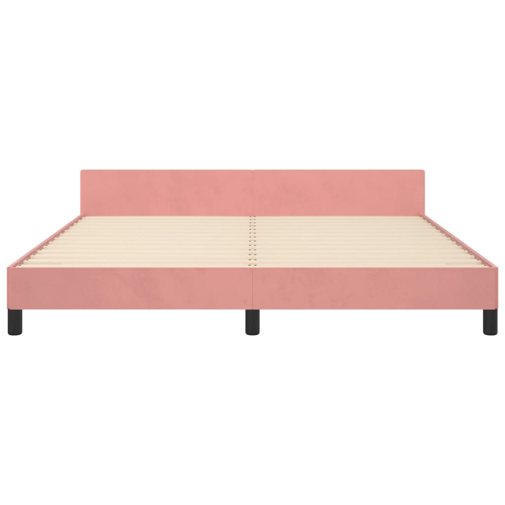 Cadre de lit sans matelas rose 160x200 cm velours