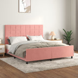 Cadre de lit sans matelas rose 160x200 cm velours