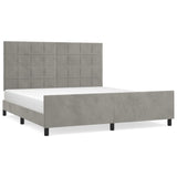 Cadre de lit sans matelas gris clair velours