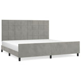 Cadre de lit sans matelas gris clair 200x200 cm velours