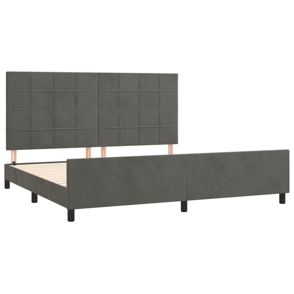 Cadre de lit sans matelas gris foncé 200x200 cm velours