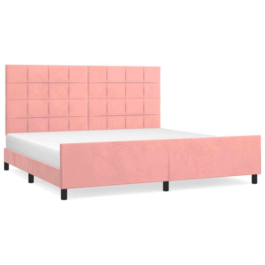 Cadre de lit sans matelas rose 200x200 cm velours