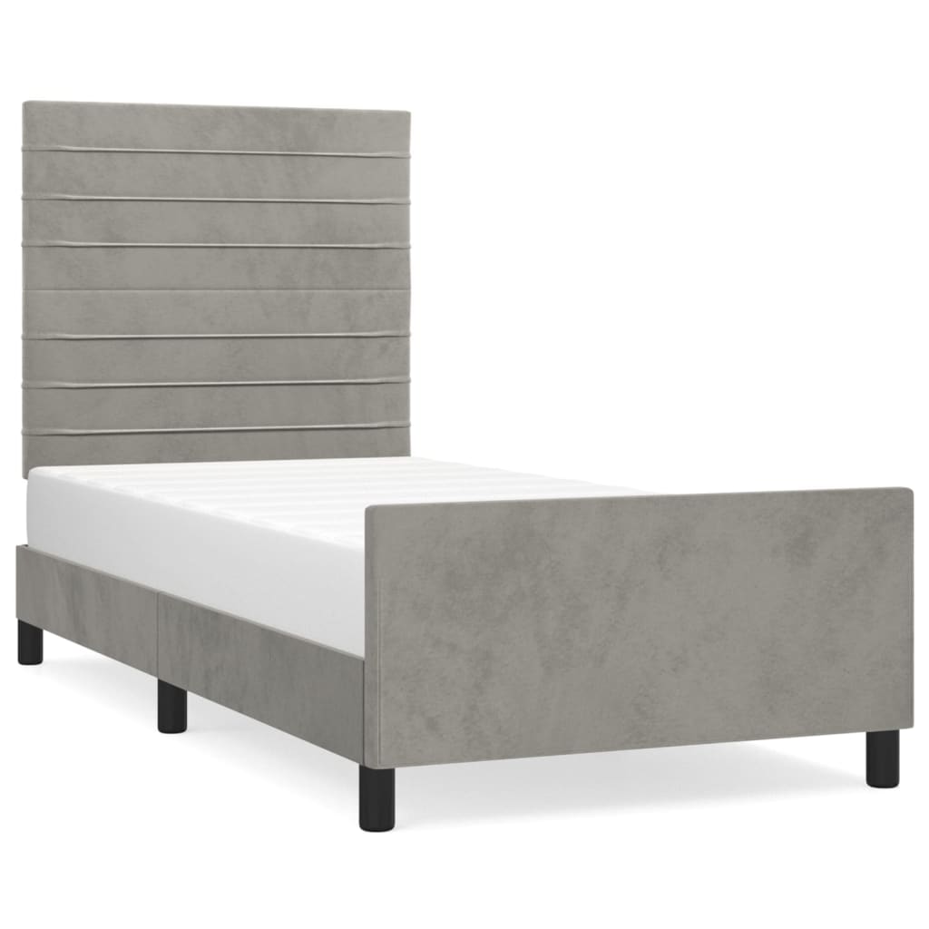 Cadre de lit sans matelas gris clair 90x190 cm velours