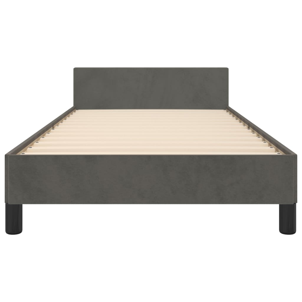 Cadre de lit sans matelas gris foncé 90x190 cm velours