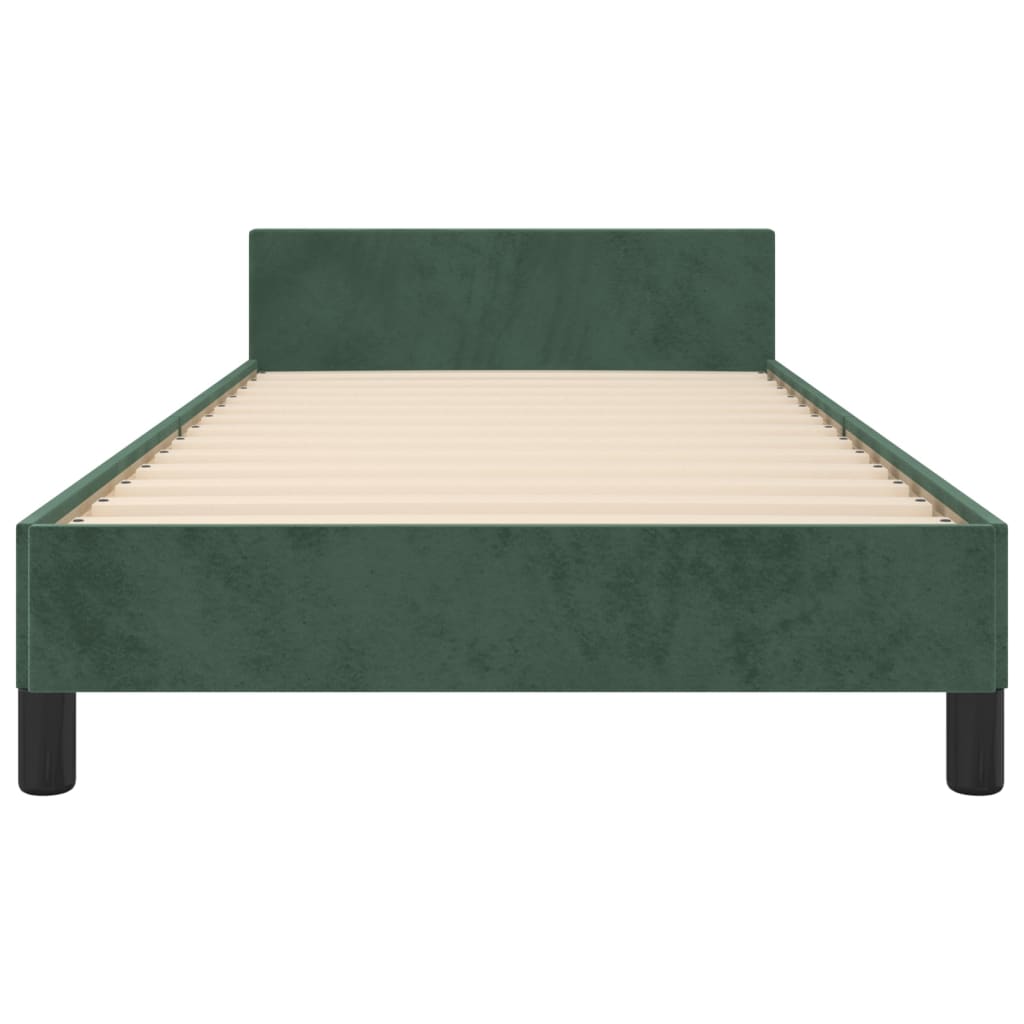 Cadre de lit sans matelas vert foncé 90x190 cm velours