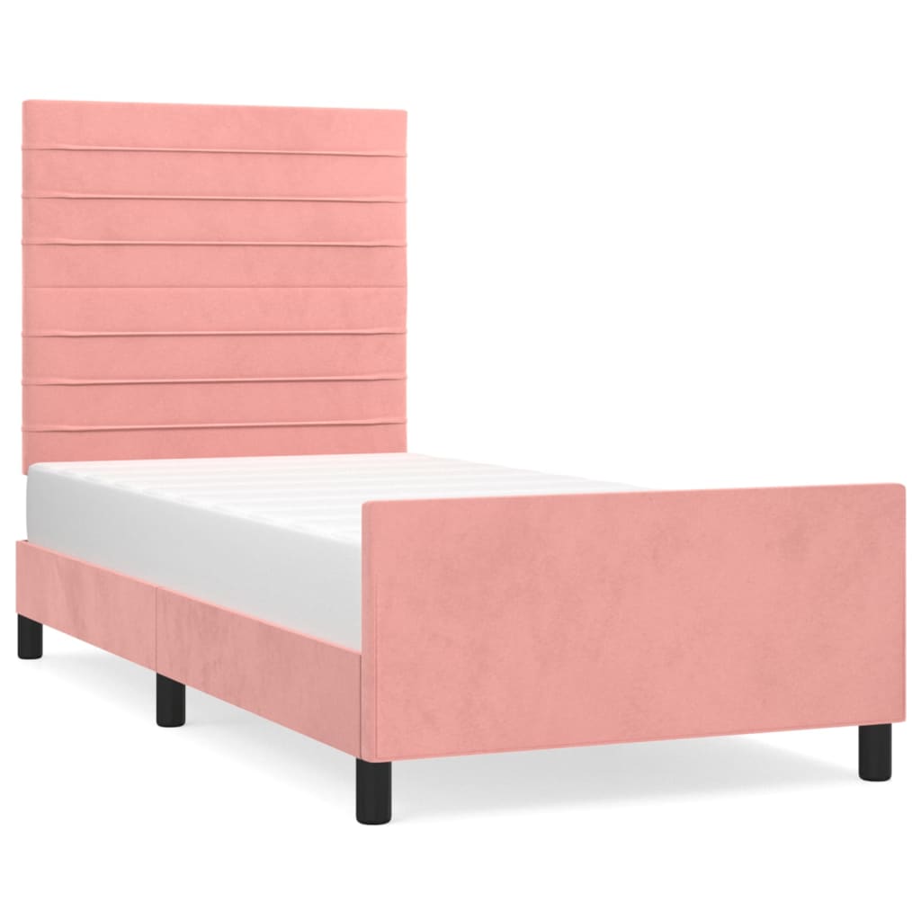 Cadre de lit sans matelas rose 90x190 cm velours