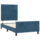 Cadre de lit sans matelas bleu foncé 90x200 cm velours