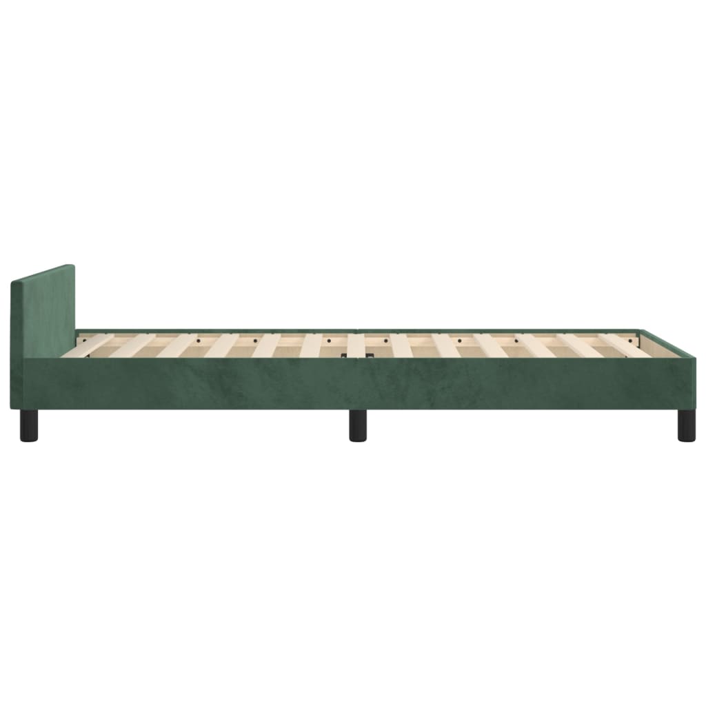 Cadre de lit sans matelas vert foncé 100x200 cm velours