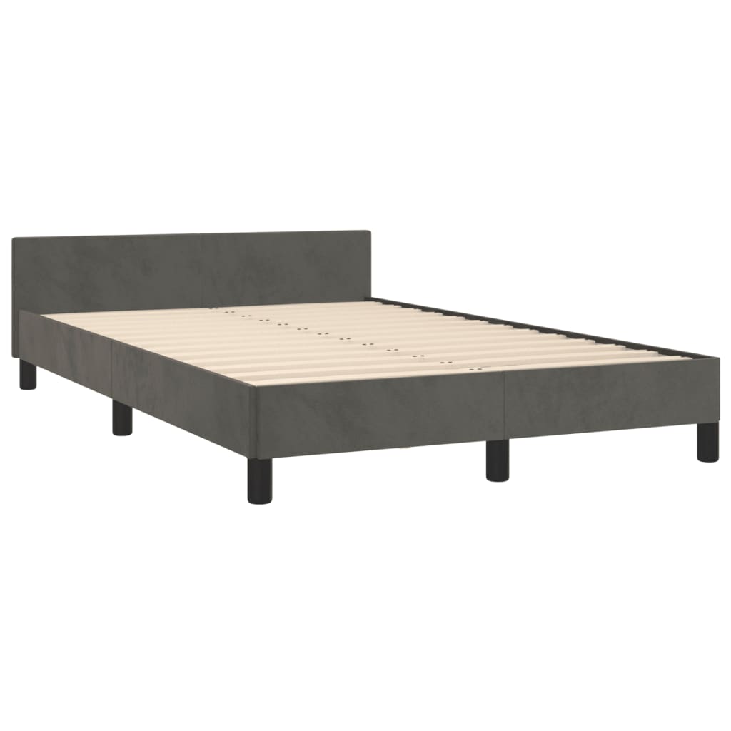 Cadre de lit sans matelas gris foncé 120x200 cm velours