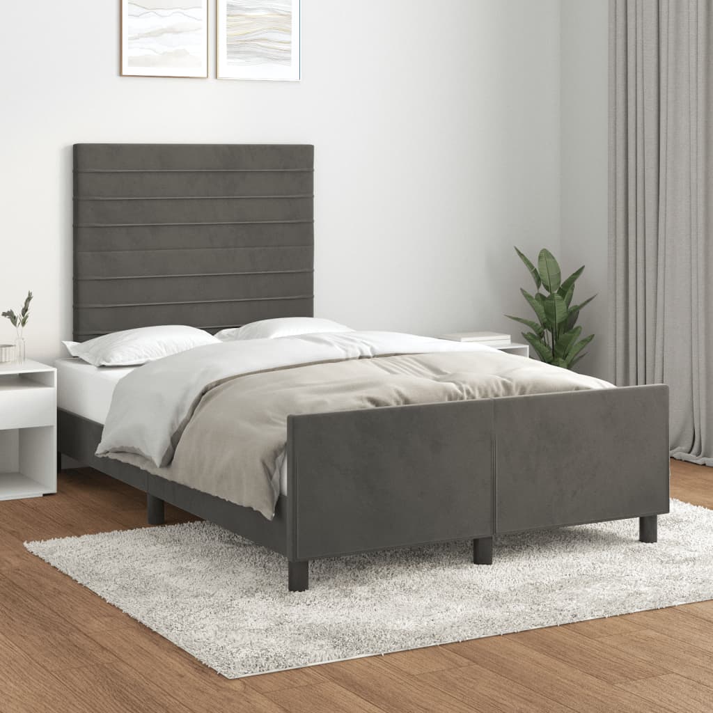 Cadre de lit sans matelas gris foncé 120x200 cm velours