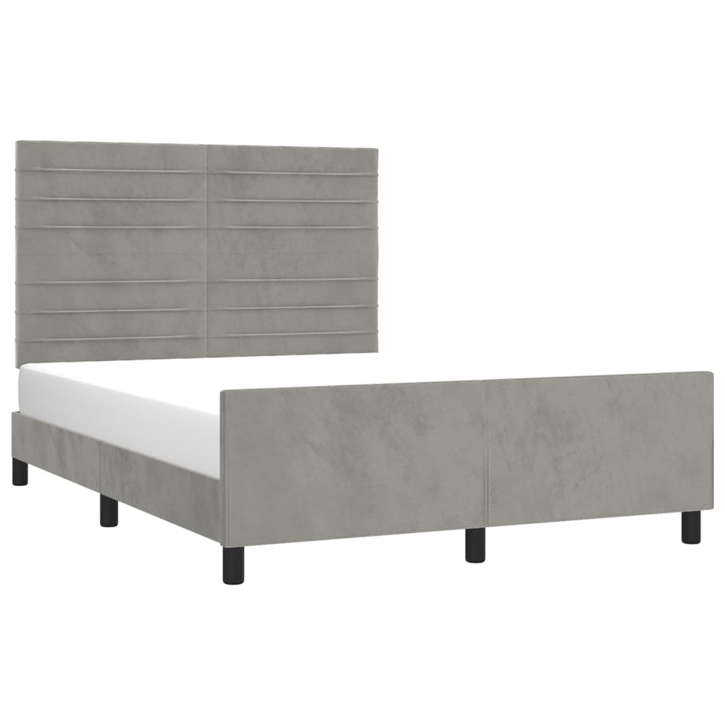 Cadre de lit sans matelas gris clair 140x190 cm velours