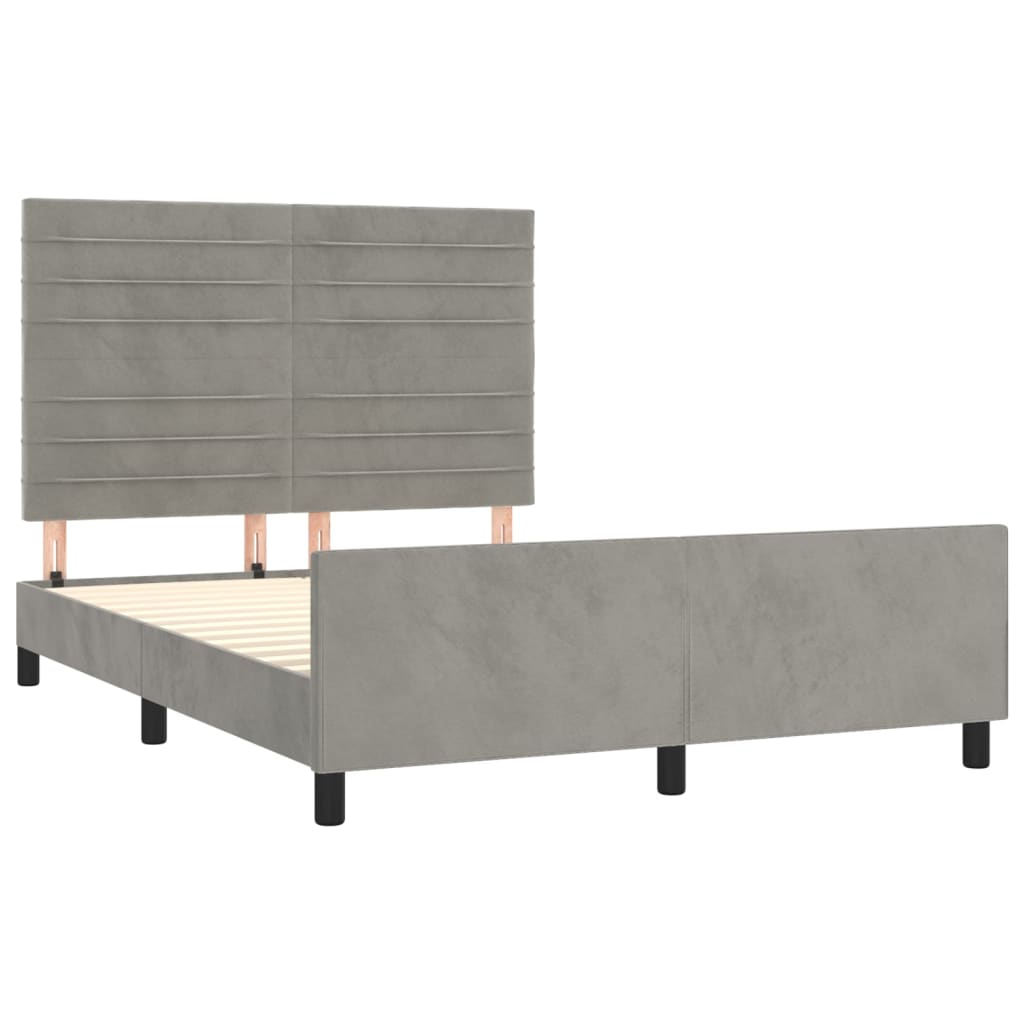 Cadre de lit sans matelas gris clair 140x190 cm velours