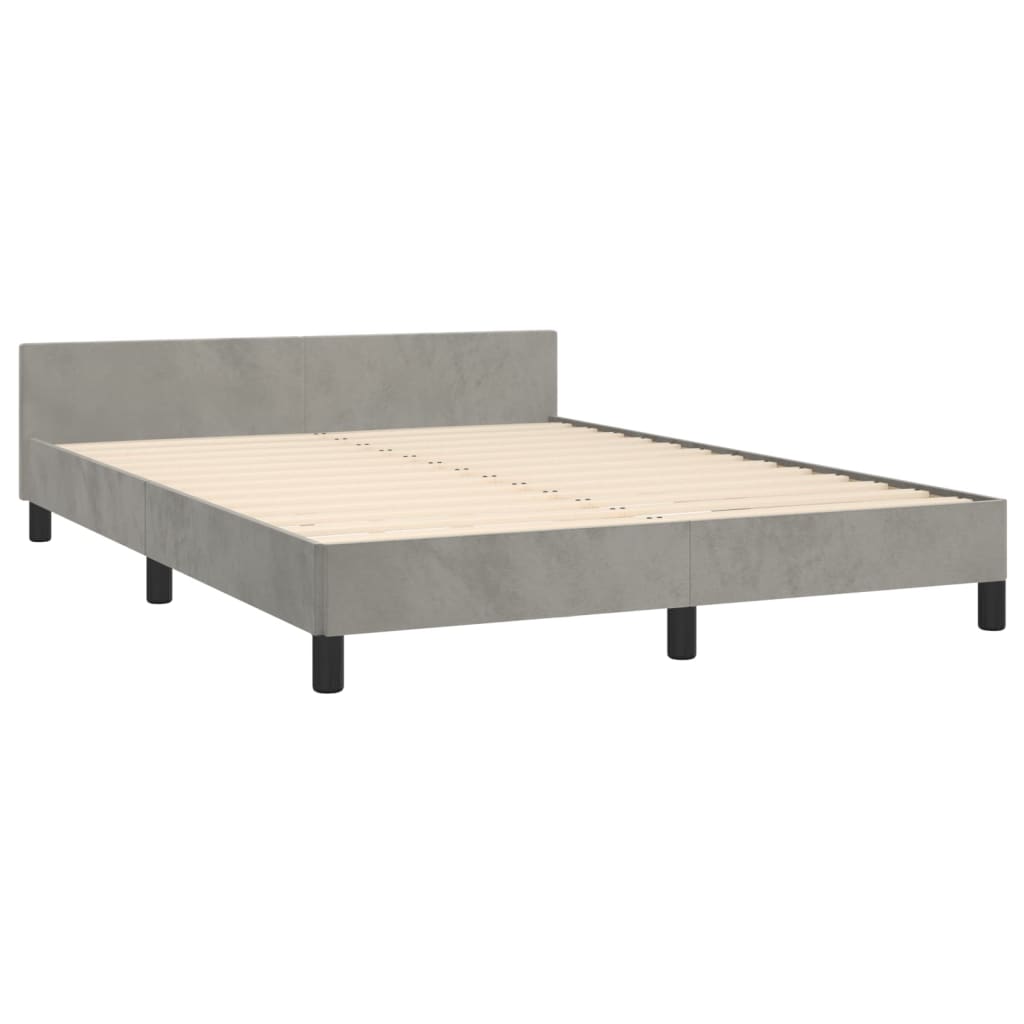 Cadre de lit sans matelas gris clair 140x190 cm velours