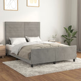 Cadre de lit sans matelas gris clair 140x190 cm velours