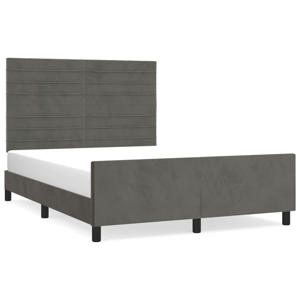 Cadre de lit sans matelas gris foncé 140x190 cm velours