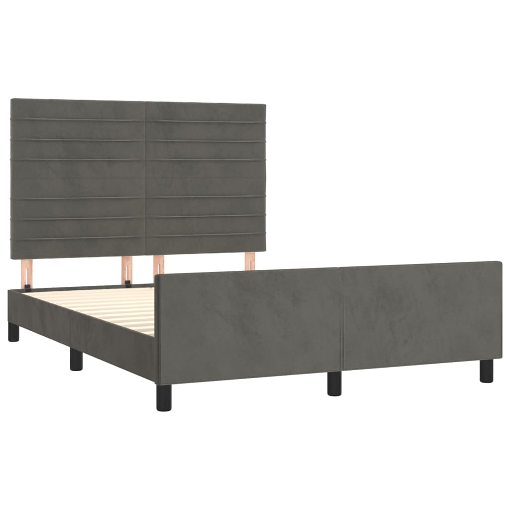 Cadre de lit sans matelas gris foncé 140x190 cm velours