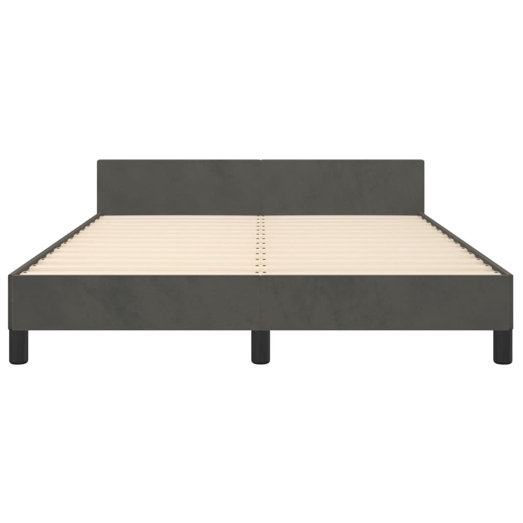 Cadre de lit sans matelas gris foncé 140x190 cm velours