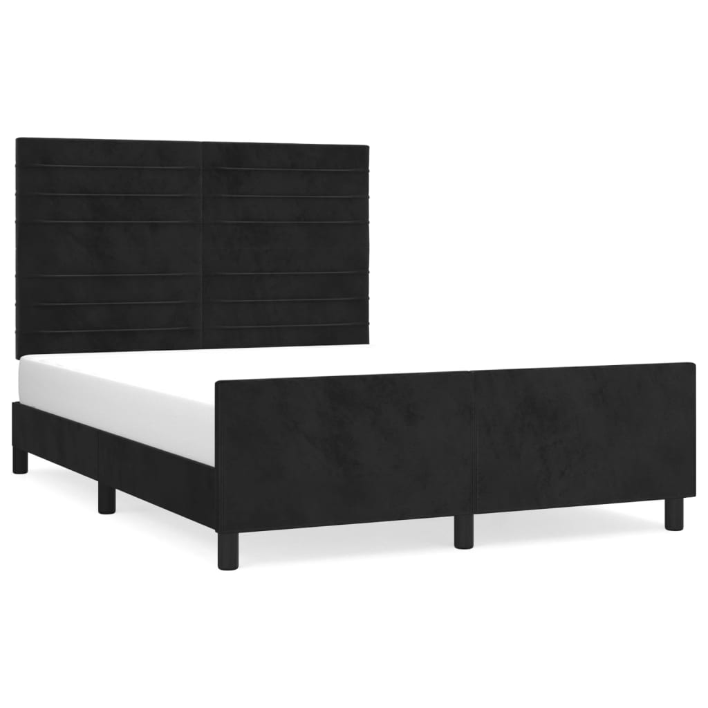 Cadre de lit sans matelas noir 140x190 cm velours