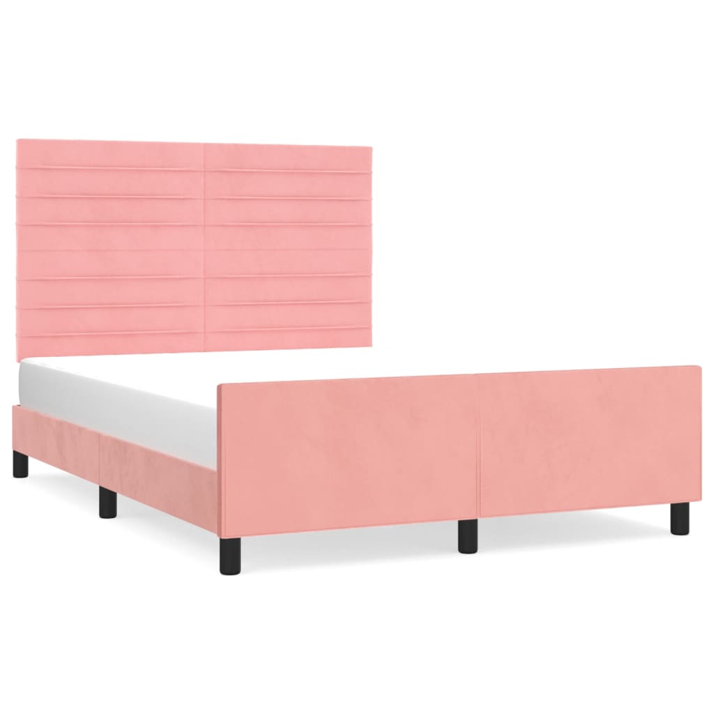 Cadre de lit sans matelas rose 140x190 cm velours