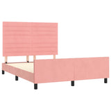 Cadre de lit sans matelas rose 140x190 cm velours