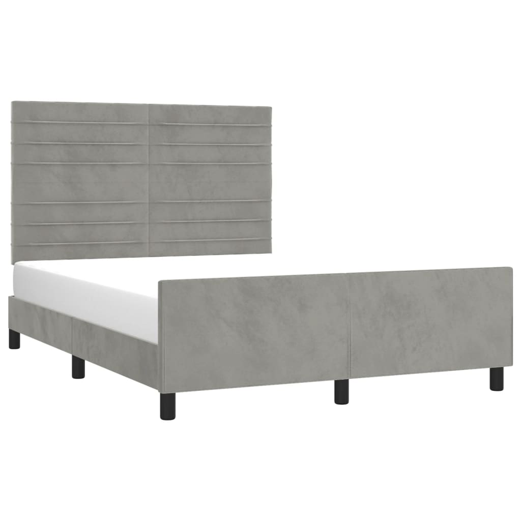 Cadre de lit sans matelas gris clair 140x200 cm velours